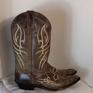 Justin Brown Leather "Cross" Women's Western Cowboy Boots
